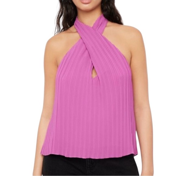 💎 Dynamite Halter Pleated Top Pink - Picture 1 of 14